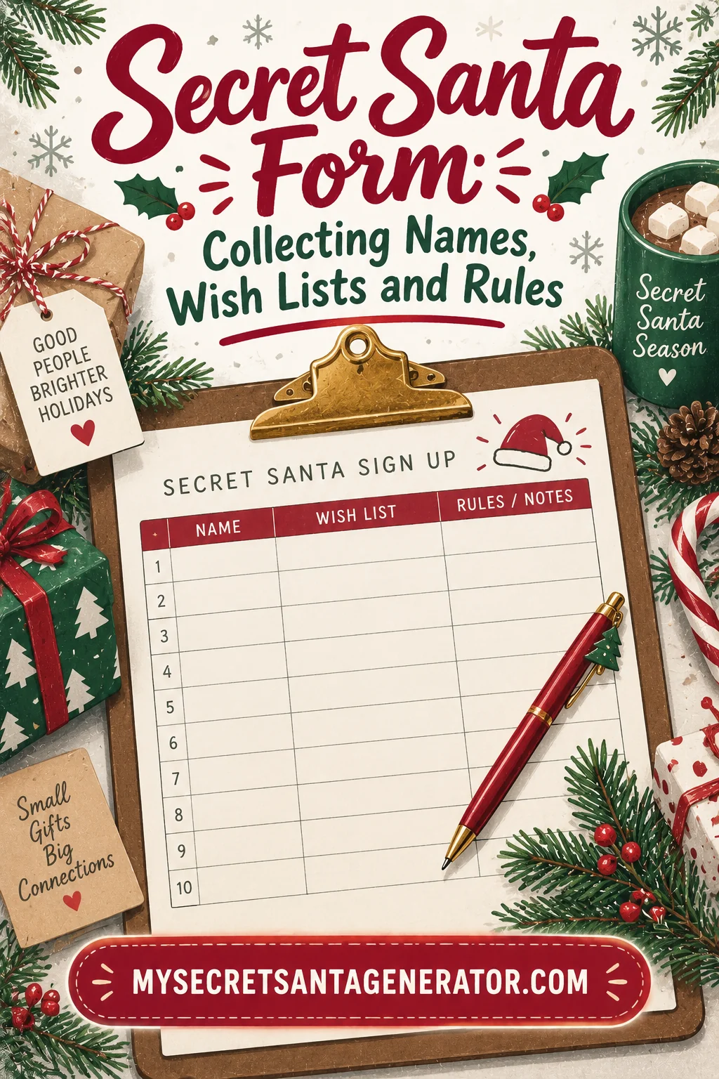 Secret Santa Form: Collecting Names, Wish Lists and Rules